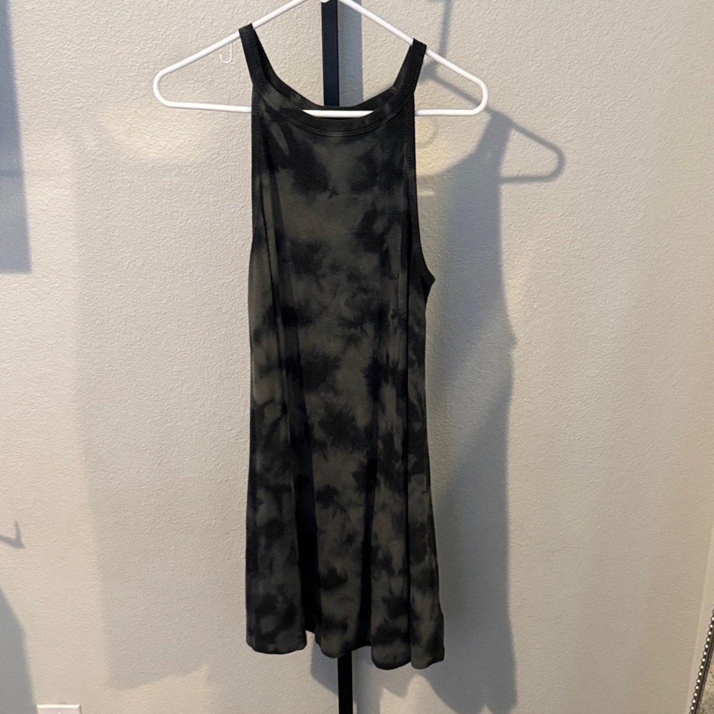 Green Tie-Dye Sleeveless Dress